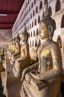Buddha statues, Wat Si Saket or Sisaket Temple, Vientiane, Laos, Asia