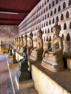Buddha statues, Wat Si Saket or Sisaket Temple, Vientiane, Laos, Asia