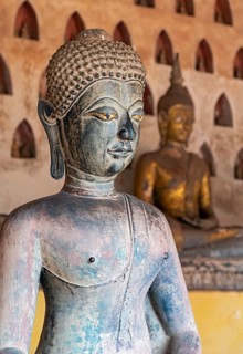Buddha image, Wat Si Saket or Sisaket Temple, Vientiane, Laos, Asia