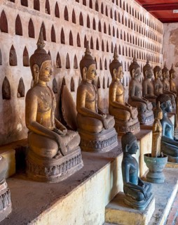 Buddha statues, Wat Si Saket or Sisaket Temple, Vientiane, Laos, Asia