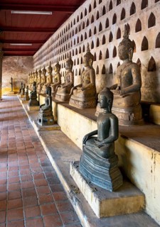 Buddha images, Wat Si Saket or Sisaket Temple, Vientiane, Laos, Asia
