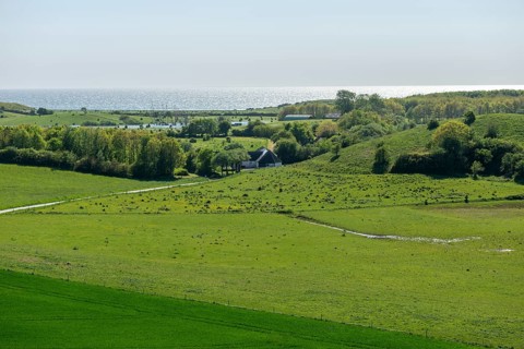 View from Hatbakken Fakkebjerg, Bagenkop, Langeland, Agriculture, Farms, Forest, County of Funen,