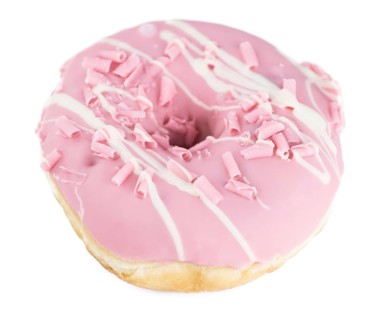 Donuts isolated on white background with a soft shadow (close-up shot)
