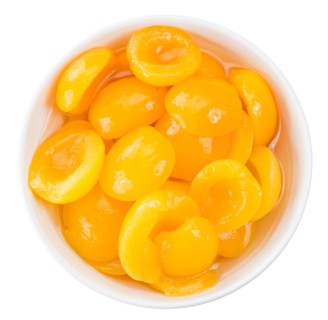 Portion of Pickled Apricots (as close-up shot) isolated on white background