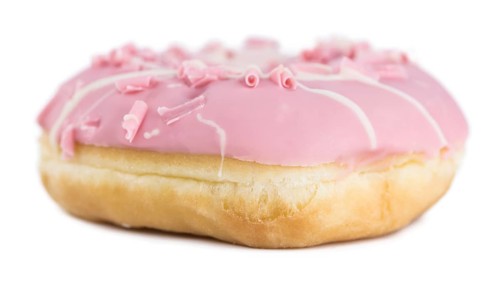 Donuts isolated on white background with a soft shadow (close-up shot)