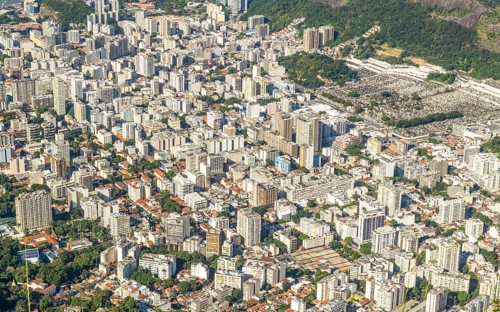 Rio de Janeiro, Brazil, view from the CHrist the Redemtor stuate at a sunny day, South America