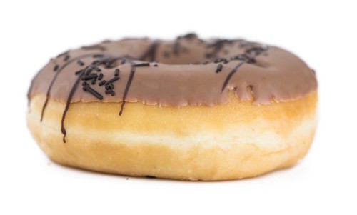 Donuts isolated on white background with a soft shadow (close-up shot)