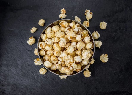 Some Popcorn on a vintage slate slab, selective focus