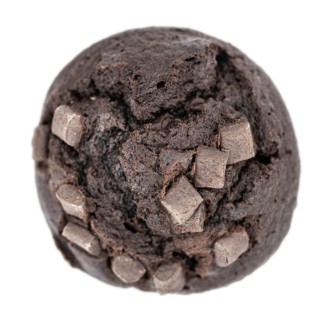 Chocolate Muffins isolated on white background (selective focus, close-up shot)