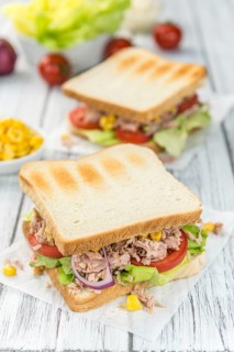 Fresh made Tuna Sandwiches (detailed close-up shot, selective focus)