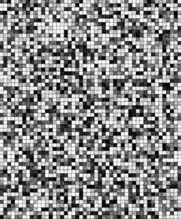Abstract black and white pixelated mosaic with high contrast, creating a complex and intricate
