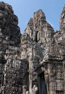 Bayon temple with it's face statues in Ankor Wat, Cambodia, Asia