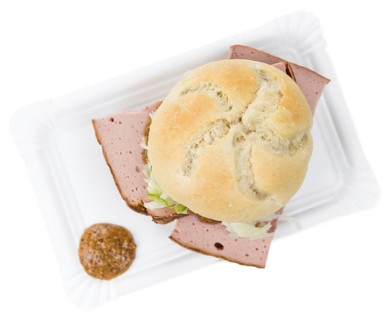 Meat Loaf isolated on white background (selective focus, close-up shot)