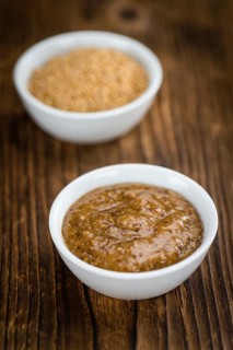 Sweet Mustard on a vintage background as detailed close-up shot (selective focus)