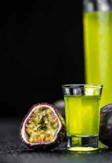 Passion Fruit Liqueur as detailed close-up shot, selective focus