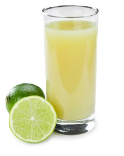 Portion of fresh made Lime Juice isolated on white background