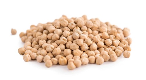 Portion of Chickpeas as detailed close-up shot isolated on white background