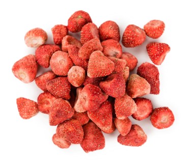 Portion of Dried Strawberries as detailed close-up shot isolated on white background