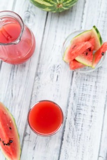 Watermelon Smoothie on a vintage background as detailed close-up shot (selective focus)