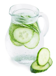 Cucumber Water isolated on white background, selective focus, close-up shot