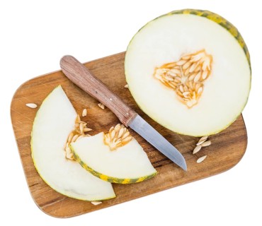 Futuro Melons isolated on white background (selective focus, close-up shot)