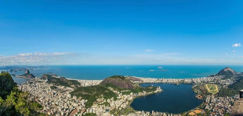 Rio de Janeiro, Brazil, view from the CHrist the Redemtor stuate at a sunny day, South America