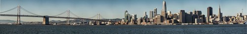 San Francisco Skyline and Oakland Bay Bridge view from Treasure Island