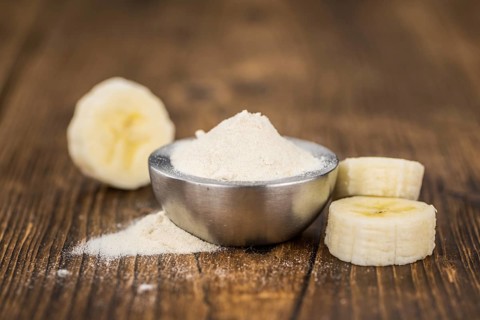 Banana Powder on a vintage background as detailed close-up shot, selective focus