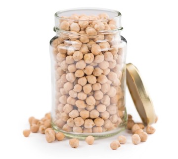 Portion of Chickpeas as detailed close-up shot isolated on white background
