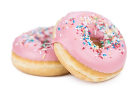 Donuts isolated on white background (selective focus, close-up shot)