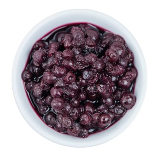 Portion of fresh made Preserved Blueberries isolated on white background