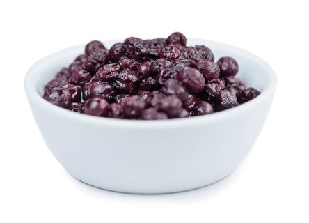 Canned Blueberries isolated on white background, selective focus, close-up shot