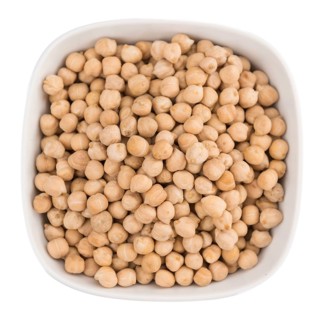 Portion of Chickpeas as detailed close-up shot isolated on white background