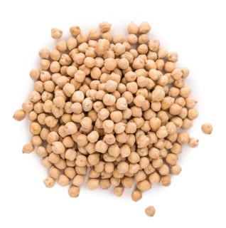 Chickpeas isolated on white background, selective focus, close-up shot