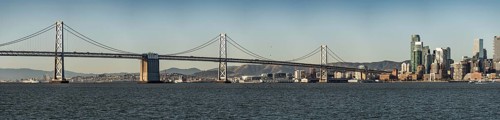 San Francisco Skyline and Oakland Bay Bridge view from Treasure Island