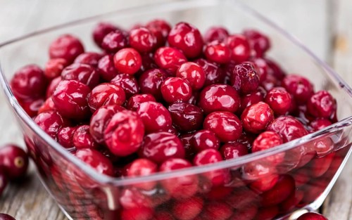 Portion of Preserved Cranberries as detailed close-up shot, selective focus