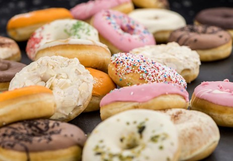 Fresh made Donuts as detailed close-up shots (selective focus)