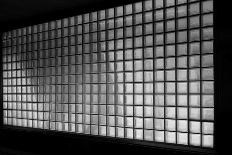 Glass bricks at an underground station in Cologne, black and white, Cologne, Germany, Europe