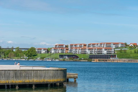 Sonderborg, Als, town of Sonderburg, new buildings on the outskirts with water views, Alsen Island,