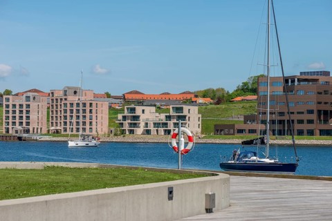 Sonderborg, Als, town of Sonderburg, modern architecture, new buildings on the outskirts with water