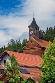 Church of St Martin from 1746 with wooden shingle facades in Eisenbach, Kreuzthal, Markt