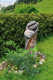 Unconventional grave design, cemetery in Eisenbach, Kreuzthal, Markt Buchenberg, Allgäu, Swabia,