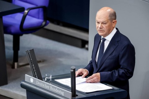 Federal Chancellor Olaf Scholz makes a government declaration in the German Bundestag, Berlin,