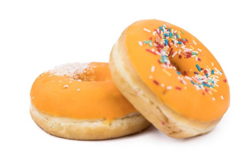 Donuts isolated on white background with a soft shadow (close-up shot)