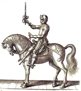 Cuirassier of the Thirty Years' War, horseman with armour and horse, digital reproduction of an