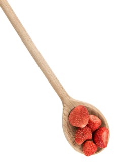 Fresh made Strawberries (dried) isolated on white background, close-up shot