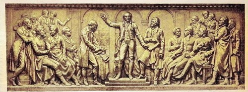 Opening of the first Westphalian state parliament, relief by Hugo Hagen on the Heinrich Friedrich