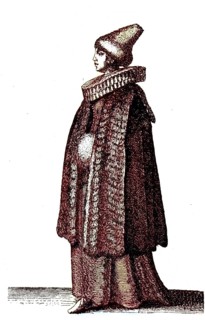German woman's traditional costume in the 17th century, aristocratic costume of a burgher or