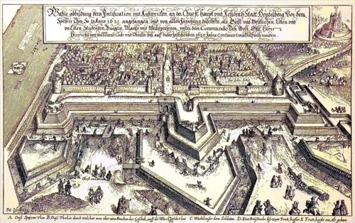 The people of Heidelberg fortify the Speyer Tor against the advancing Spaniards during the Thirty
