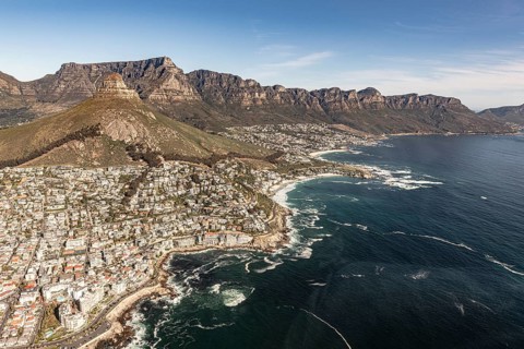 Twelve Apostles and Sea Point (Cape Town, South Africa), view from helicopter
